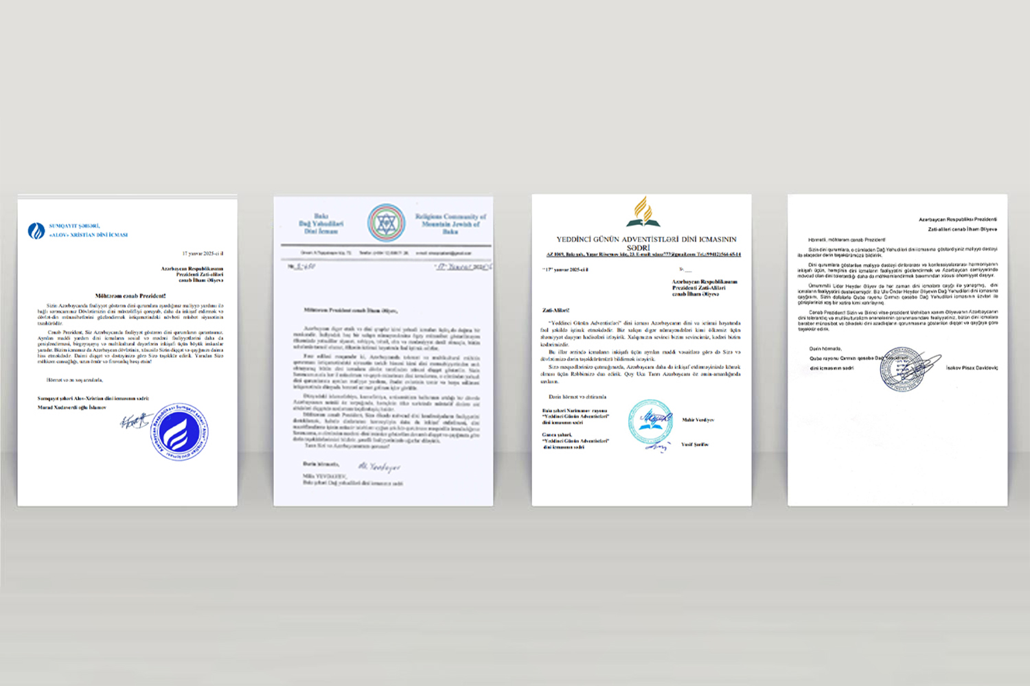 Dini konfessiya rəhbərləri Prezidentə təşəkkür məktubları ünvanlayıblar - Image 1