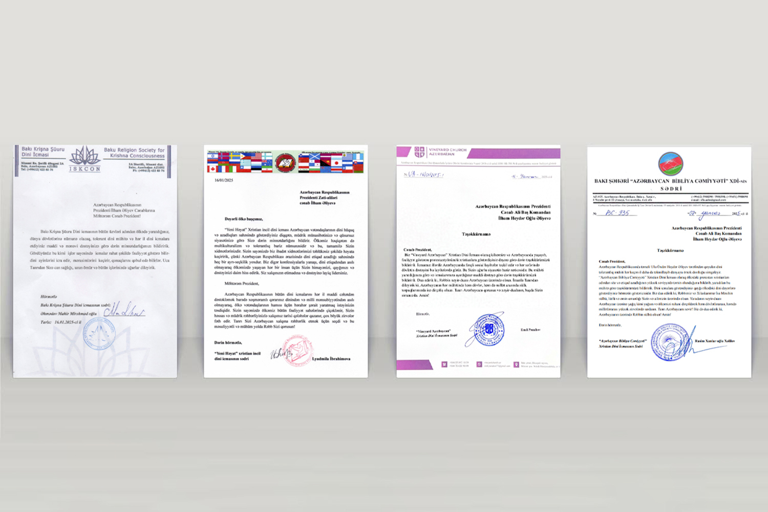 Dini konfessiya rəhbərləri Prezidentə təşəkkür məktubları ünvanlayıblar - Image 2